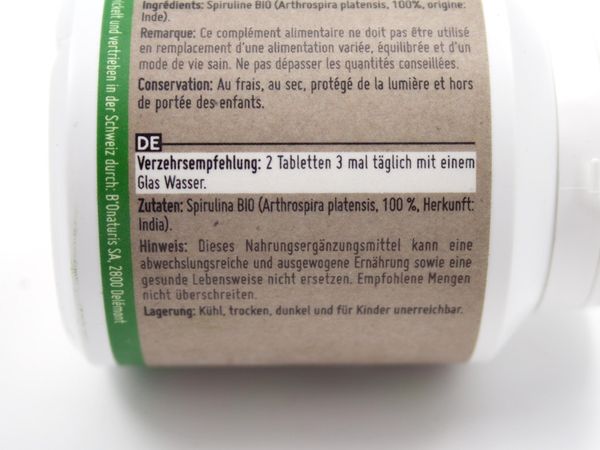 BIONATURIS Spirulina Tabletten ohne Zusatzstoffe 